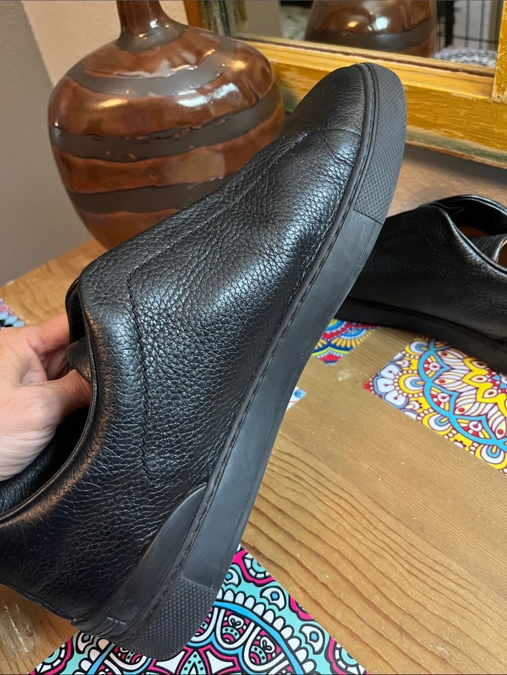 Zegna Triple Stitch Deerskin Leather Slip-On Sneaker size 11US men’s
